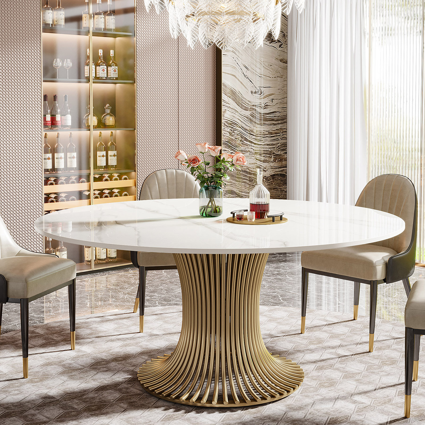Round dining table luxury hotsell
